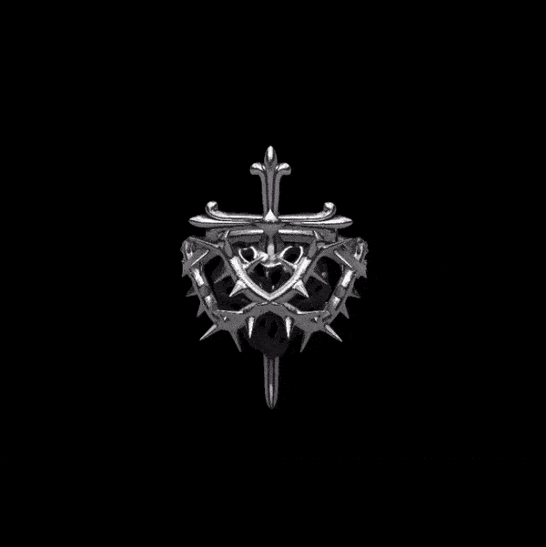 Howlite + SS Adjustable Cross Heart Ring main image 0